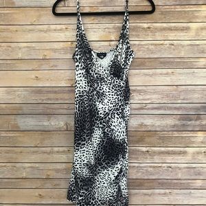 NWT bebe Black Leopard Print Faux Wrap Dress